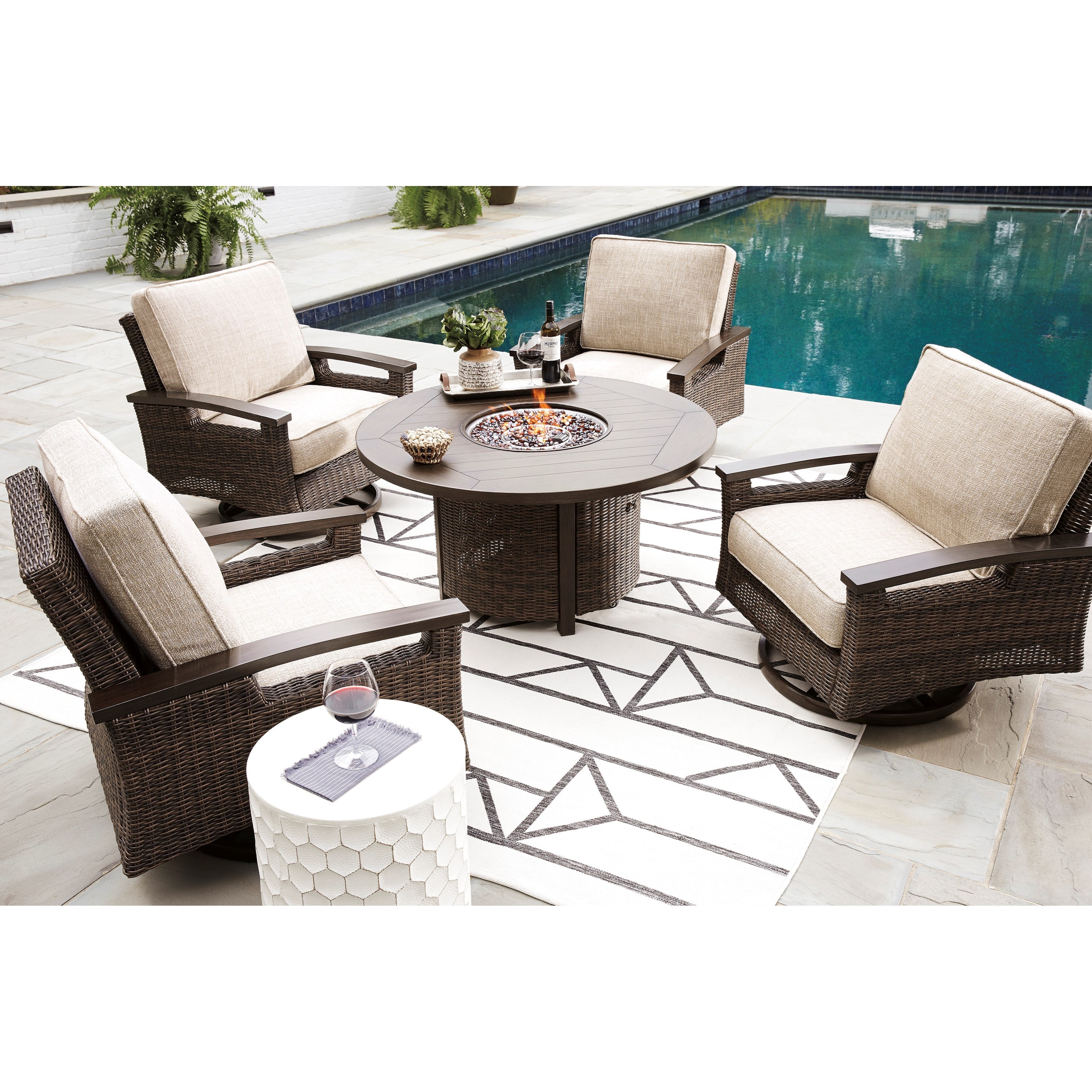 Signature Design by Ashley Paradise Trail Contemporary Round Fire Pit